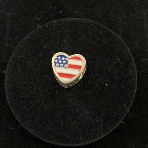 Pandora Colombia American Flag Exclusive Heart Charm Bead Pendant